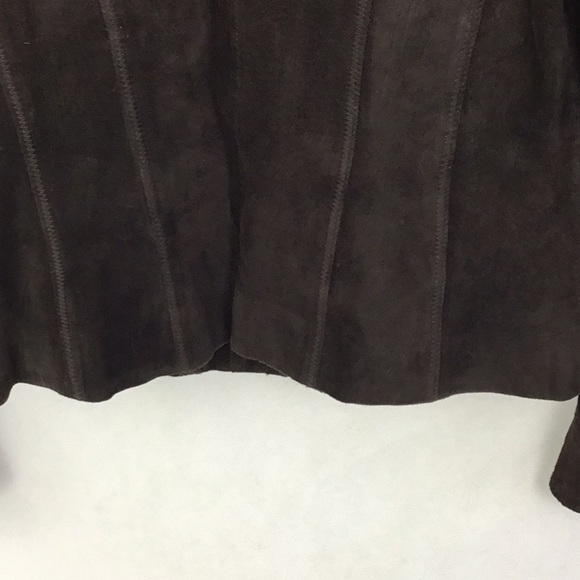 CLASSIQUES ENTIER Brown Leather Suede Short Jacket - Picture 8 of 11